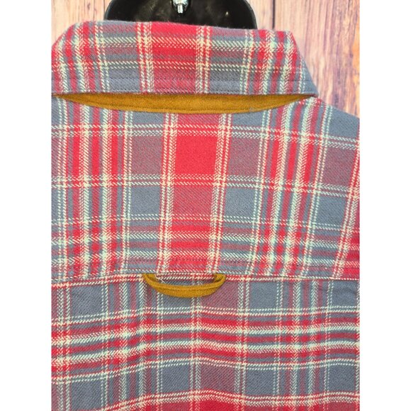 Orvis Mens Classic Fit Red & Blue Plaid Flannel Shirt Large - Picture 6 of 8